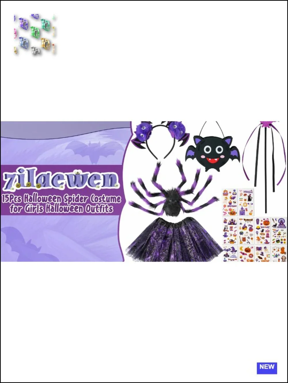 Kids Halloween Spider Costume Set with Skirt Backpack Headband